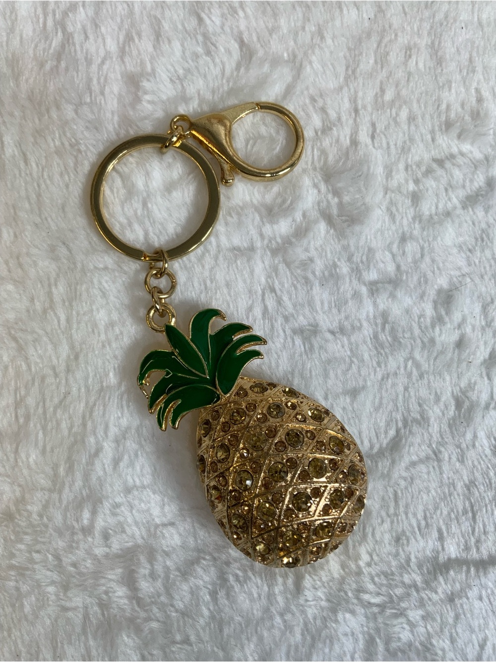 Gold and Green Pineapple Keychain - Women Accessories